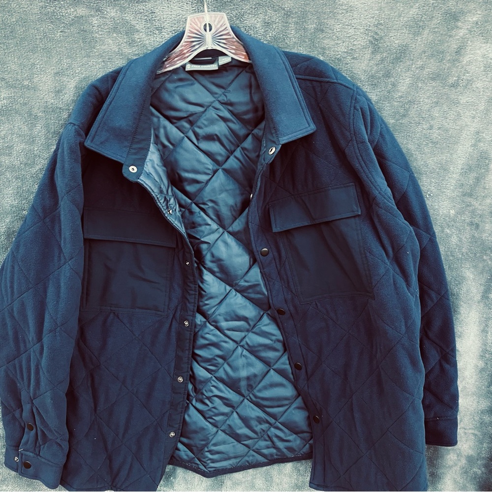 Men's Free Country Quilted Navy Shirt Jacket Size XL Pockets Snaps NWT - Picture 3 of 9